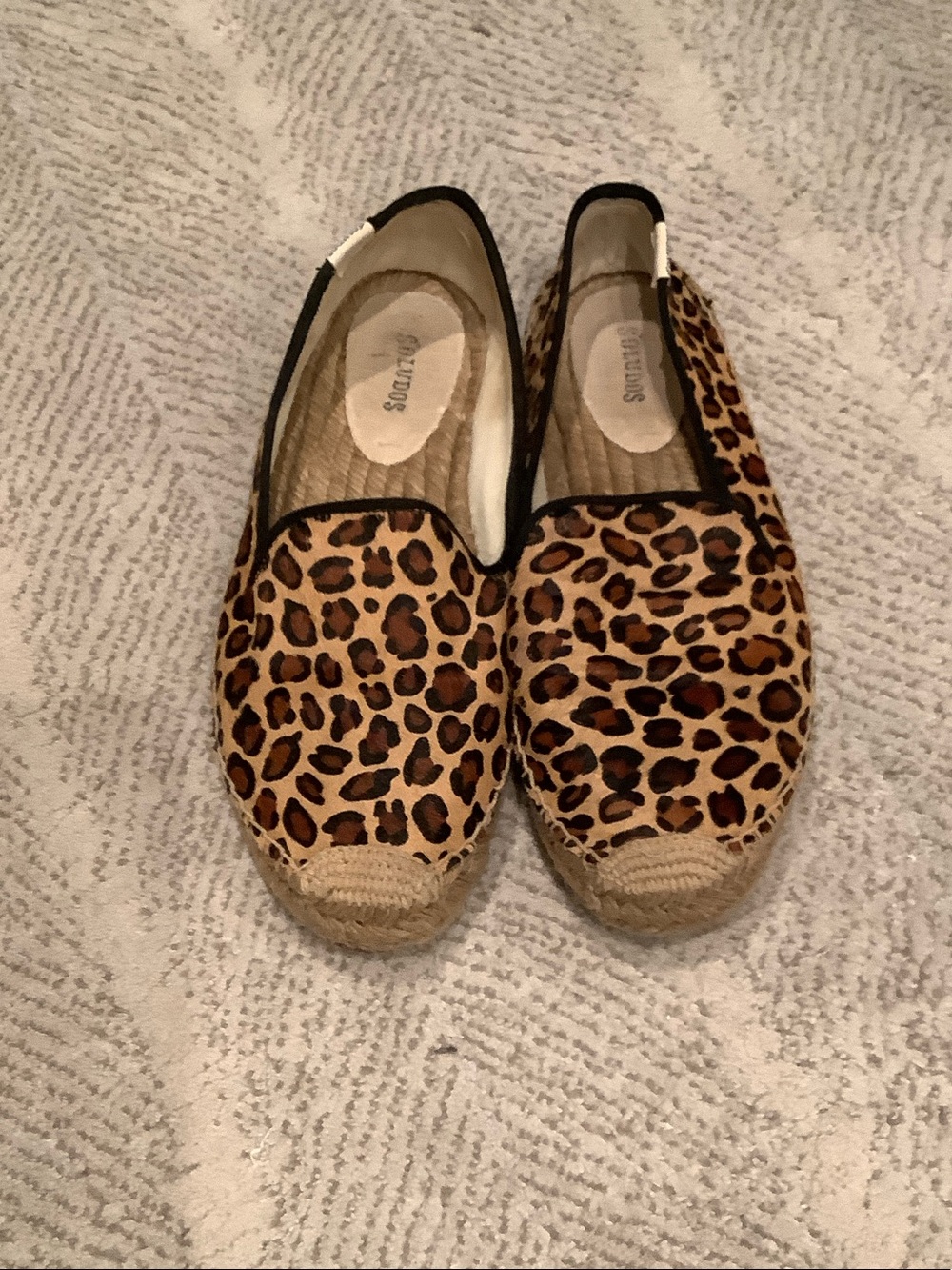 Soludos Leopard Print Espadrille Slip-Ons - Tan & Black